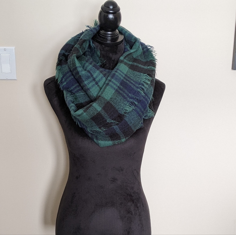 BP by Nordstrom green tartan infinity scarf